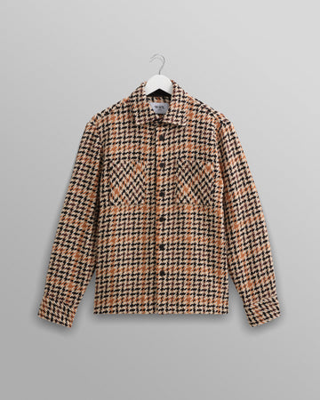wax london men's Whiting - Natural Houndstooth-Weave Overshirt
