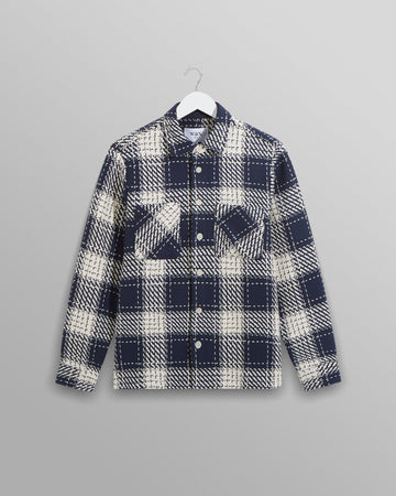 wax london men's *Whiting - Navy Marine Beatnik Overshirt - STORES