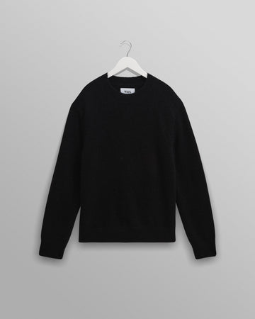 wax london men's Wilde - Black Fluffy Wool Crewneck