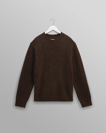wax london men's Wilde - Brown Fluffy Wool Crewneck