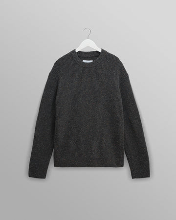 wax london men's Wilde - Charcoal Donegal Wool Crewneck