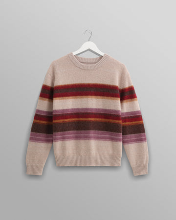 wax london men's Wilde - Oatmeal Brush Stripe Wool Jumper