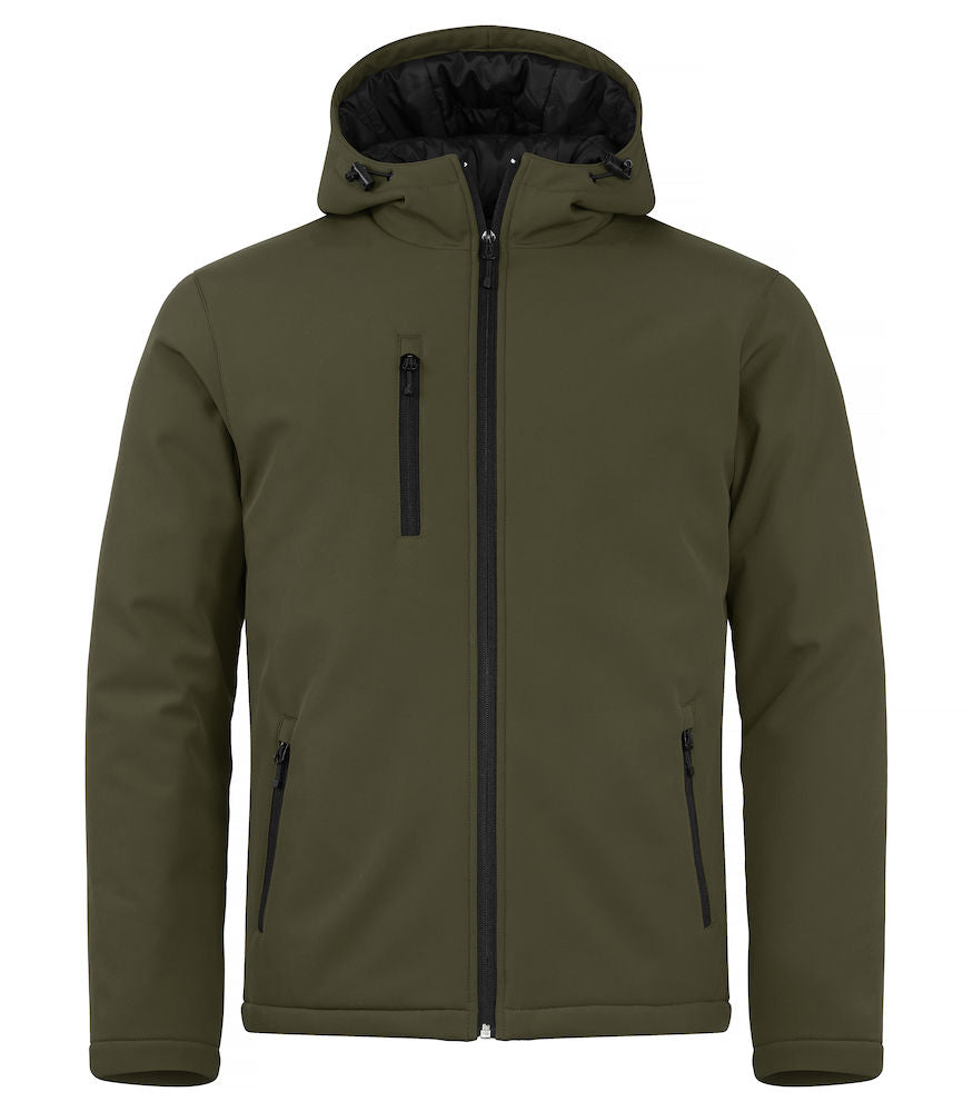 Clique Mens Padded Hooded Softshell Jacket. Waterproof 5000mm. 6 Colours XS-4XL - Summer Jacket - Logo Free Clothing