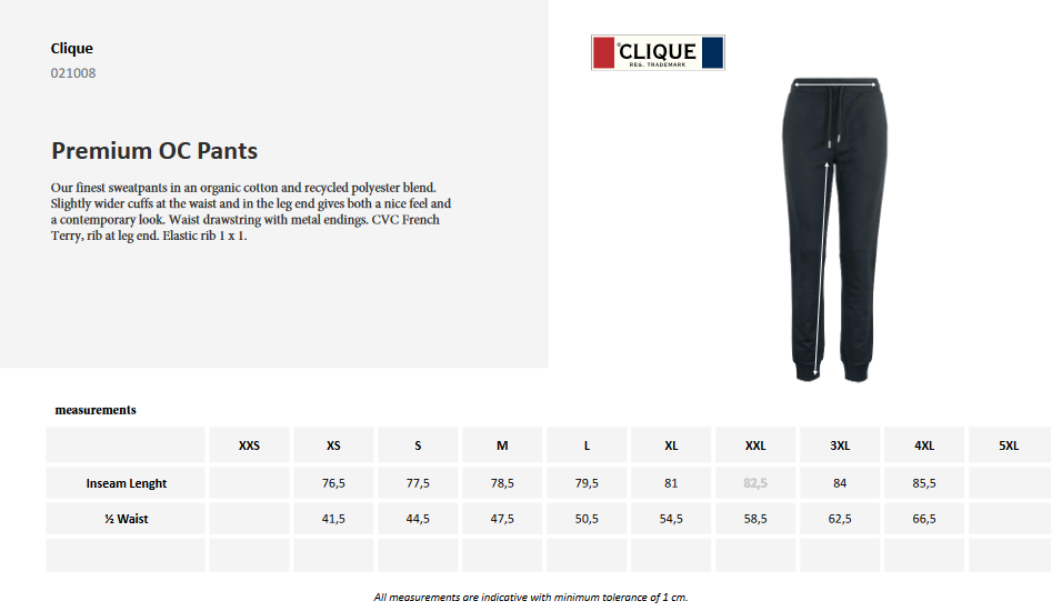 Clique Premium Organic Cotton Mens Joggers | CVC French Terry Lounge Wear | 3 Colours | XS-3XL - Trousers - Logo Free Clothing
