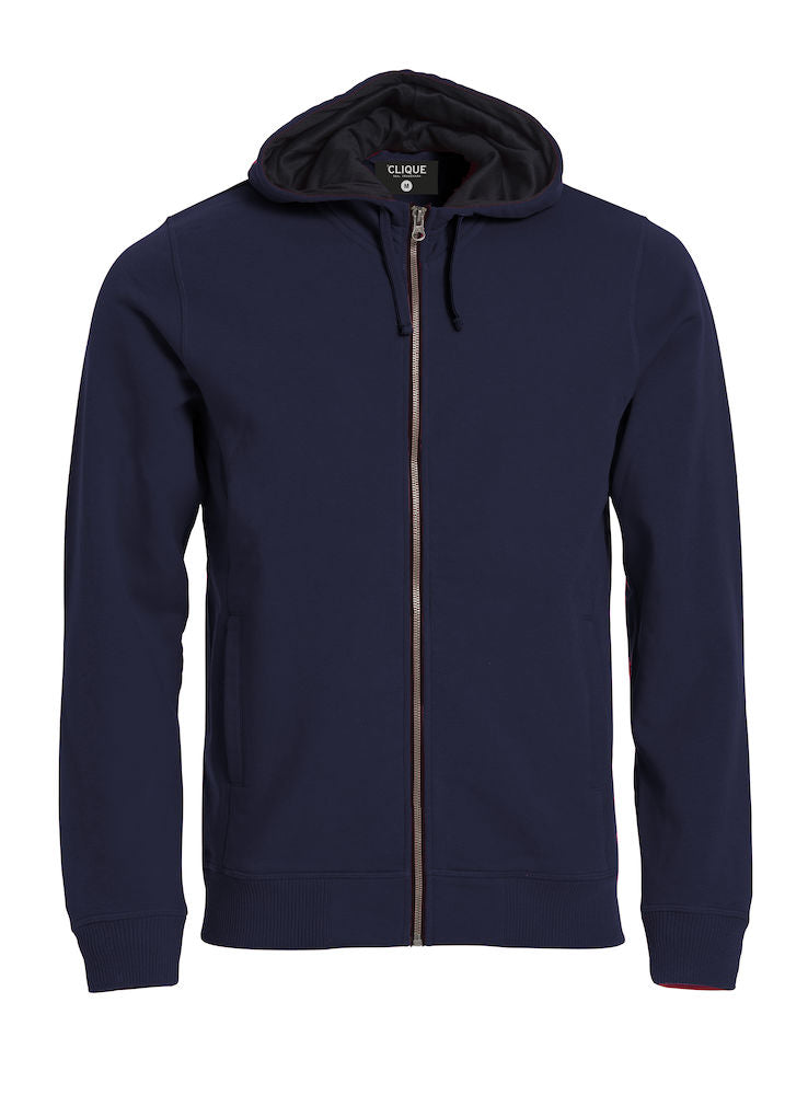 Clique Classic Hoodie Full Zip. Mens Contrast Colour Heavyweight Hoodie. 6 Colours XS-5XL - Hoodie - Logo Free Clothing