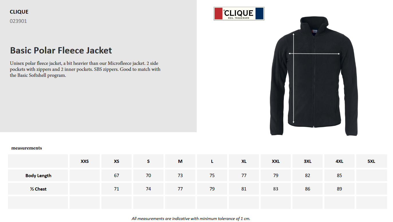Clique Basic Polar Fleece Jacket | Heavier Knit Anti-Pilling Fleece | Unisex | 5 Colours | XS-4XL - Fleece - Logo Free Clothing