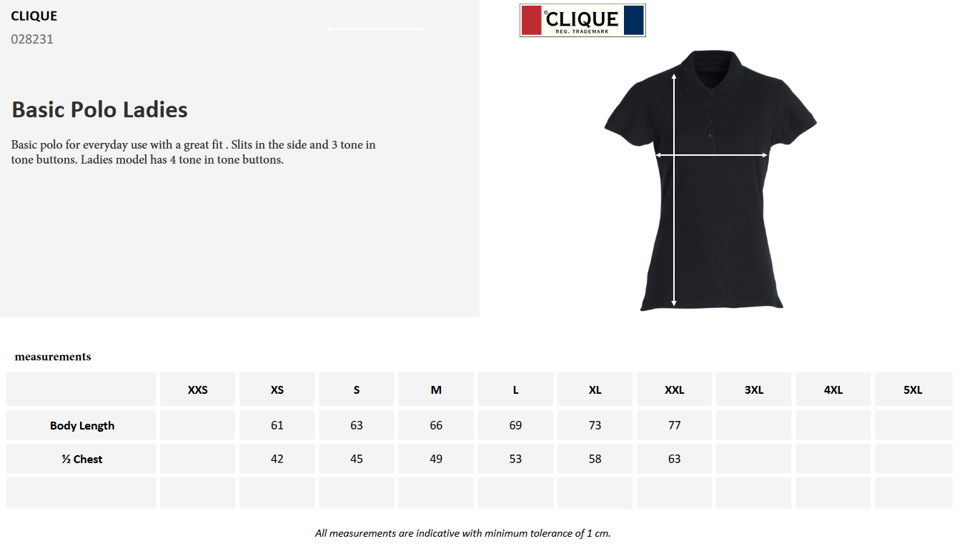 Clique Basic Ladies Polo Shirt | Cotton Polo Top | Flat Knit Collar | 16 Colours | XS-2XL - Polo Shirt - Logo Free Clothing