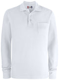 Clique Long Sleeve Pocket Polo Shirt. Relaxed Unisex Fit. 6 Colours XS-4XL - Polo Shirt - Logo Free Clothing