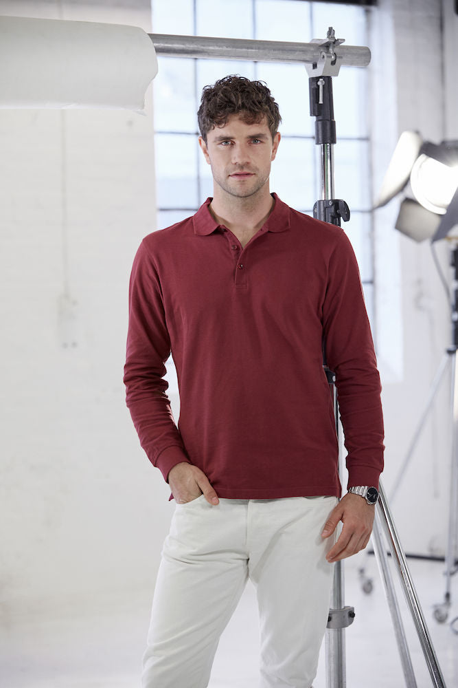 Clique Classic Lincoln Mens Polo Shirt | Long Sleeve Soft Cotton Polo | 11 Colours | XS-5XL - Polo Shirt - Logo Free Clothing