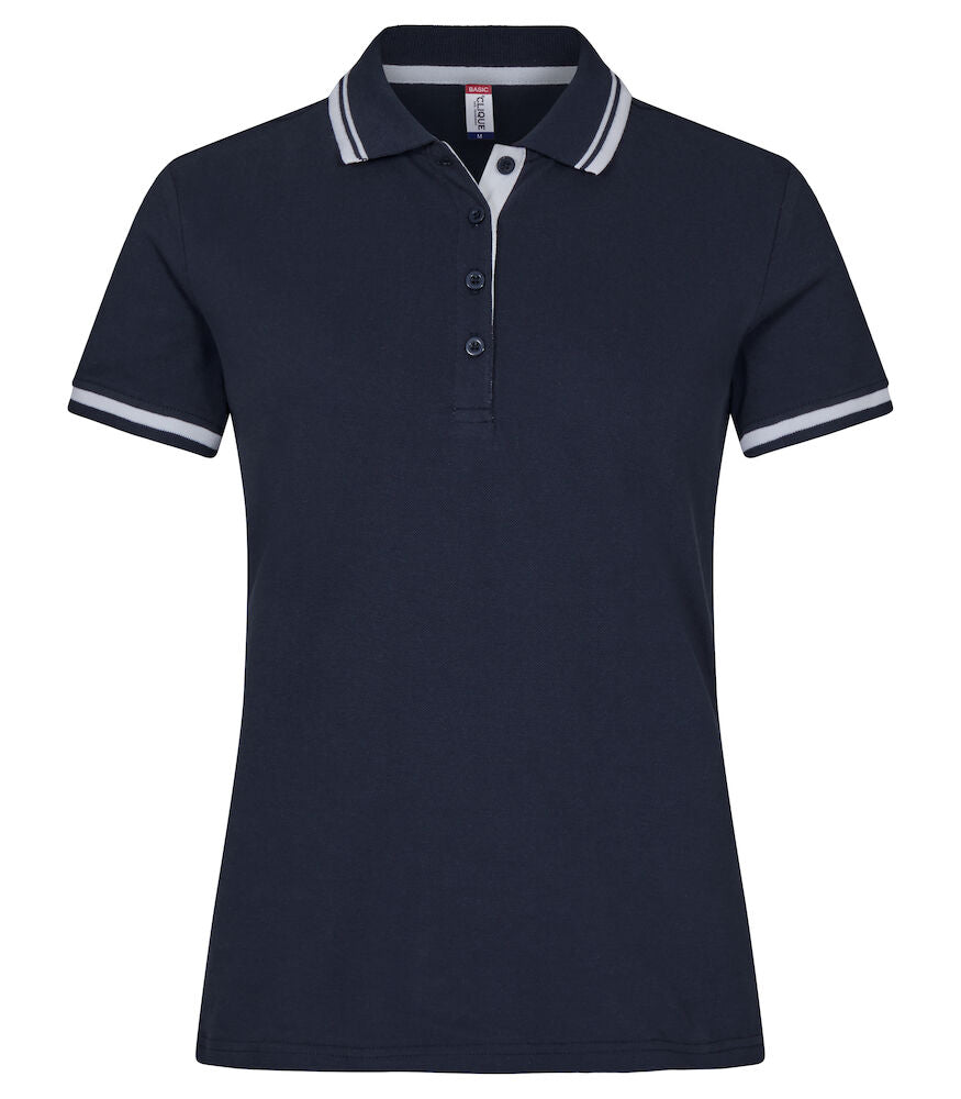 Clique Astoria Ladies Polo Shirt | Pique Cotton Polo | Contrast Stripes | 4 Colours | XS-2XL - Polo Shirt - Logo Free Clothing
