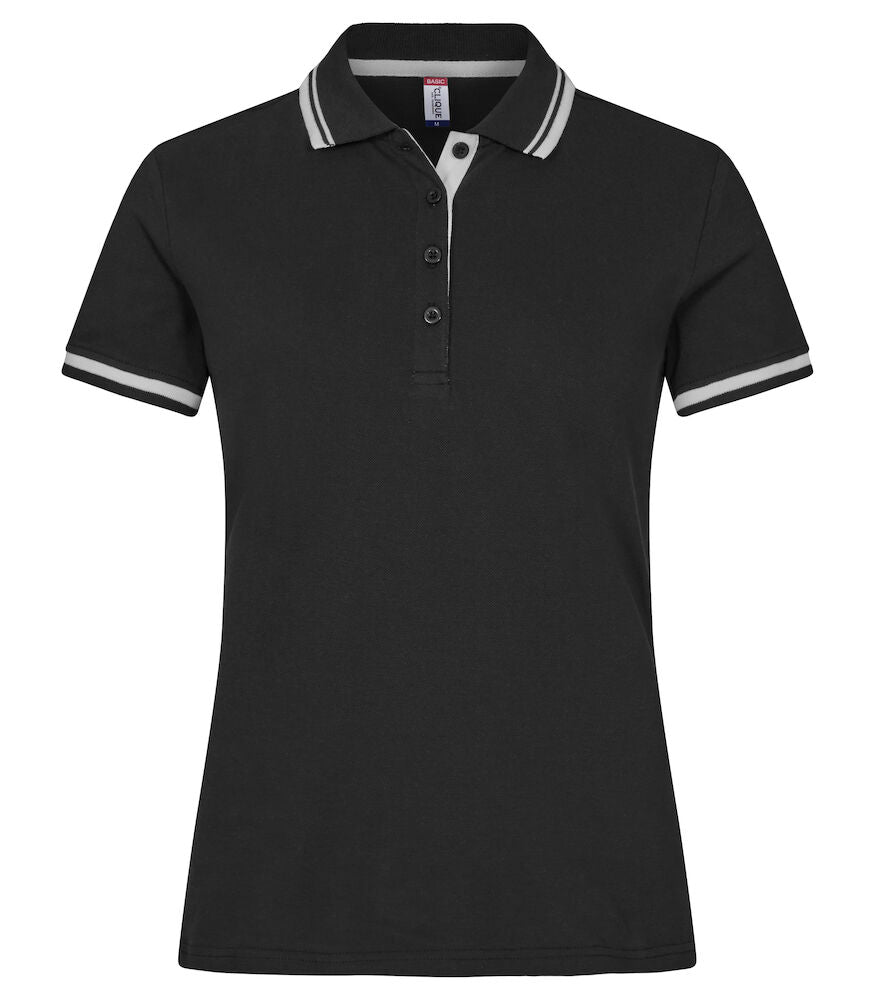 Clique Astoria Ladies Polo Shirt | Pique Cotton Polo | Contrast Stripes | 4 Colours | XS-2XL - Polo Shirt - Logo Free Clothing