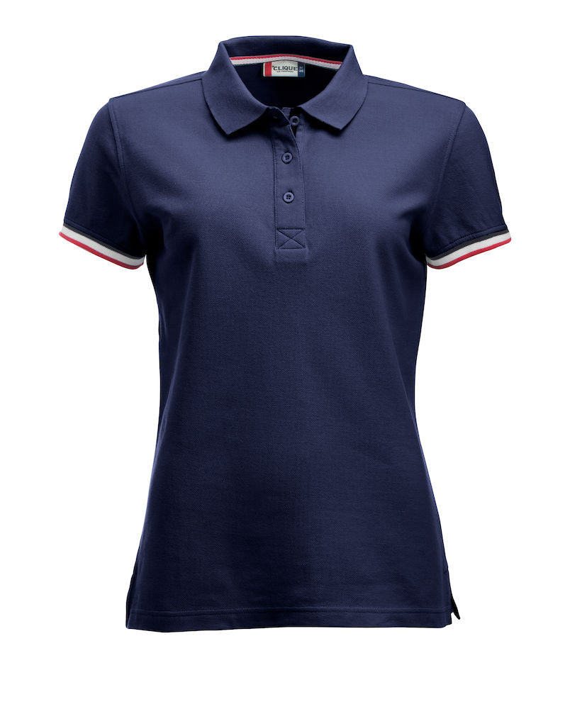 Clique Newton Ladies Cotton Polo Shirt. Contrast Colour Collar. 6 Colours. S-XL. - Polo Shirt - Logo Free Clothing
