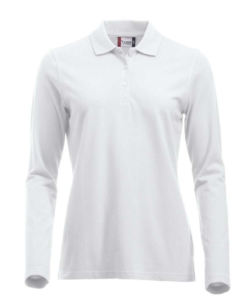 Clique Marion Ladies Long Sleeve Polo Shirt Medium Weight. 11 Colours. XS-2XL. - Polo Shirt - Logo Free Clothing