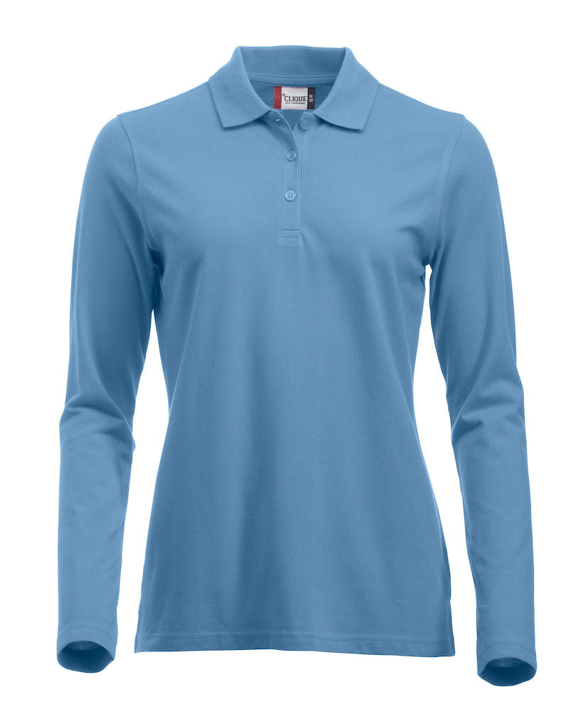 Clique Marion Ladies Long Sleeve Polo Shirt Medium Weight. 11 Colours. XS-2XL. - Polo Shirt - Logo Free Clothing
