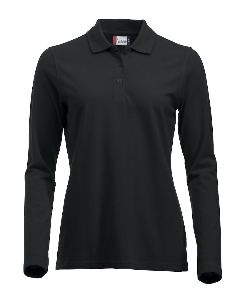 Clique Marion Ladies Long Sleeve Polo Shirt Medium Weight. 11 Colours. XS-2XL. - Polo Shirt - Logo Free Clothing
