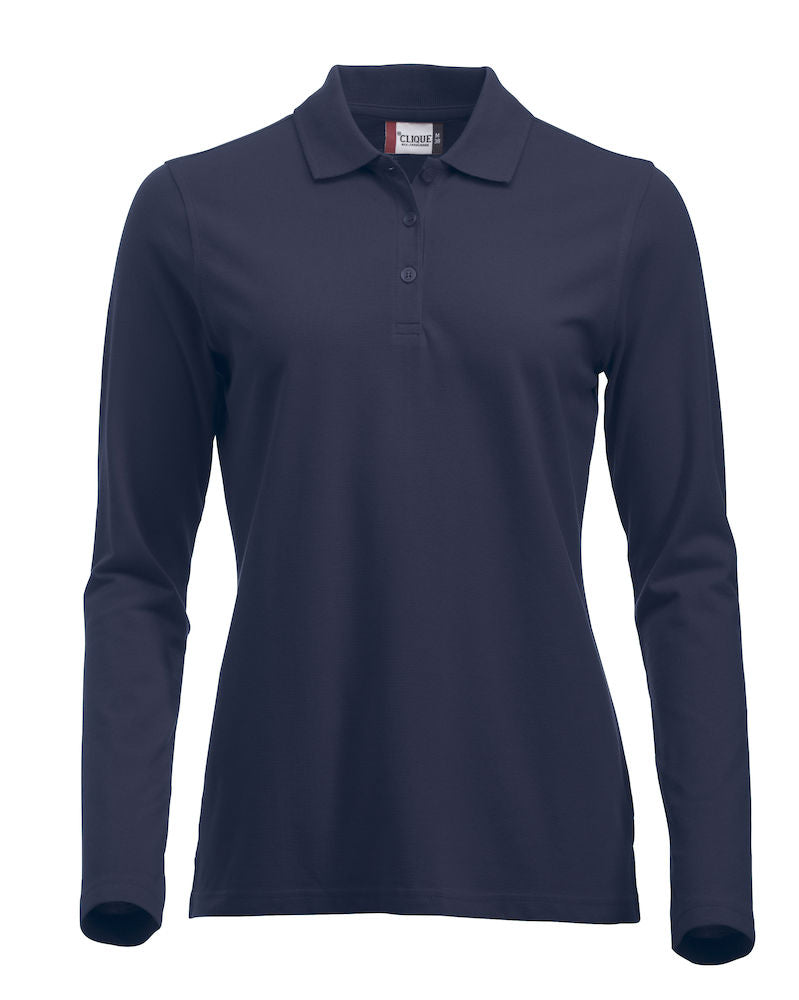 Clique Marion Ladies Long Sleeve Polo Shirt Medium Weight. 11 Colours. XS-2XL. - Polo Shirt - Logo Free Clothing