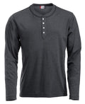 Clique Orlando Mens Long Sleeve Henley Top. 3 Colours. S-2XL - Tee Shirt - Logo Free Clothing