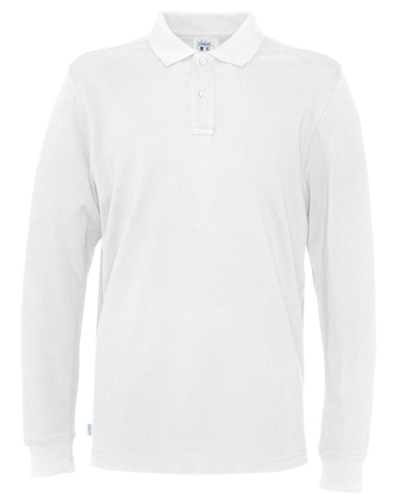 Cottover Mens Eco Long Sleeve Polo Shirt. Fairtrade Organic Cotton Pique Polo. 13 Colours S-4XL - Polo Shirt - Logo Free Clothing