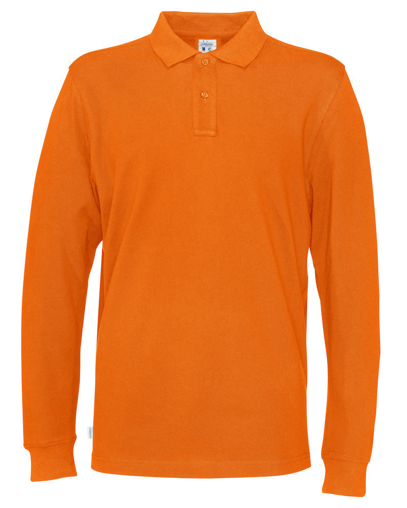 Cottover Mens Eco Long Sleeve Polo Shirt. Fairtrade Organic Cotton Pique Polo. 13 Colours S-4XL - Polo Shirt - Logo Free Clothing