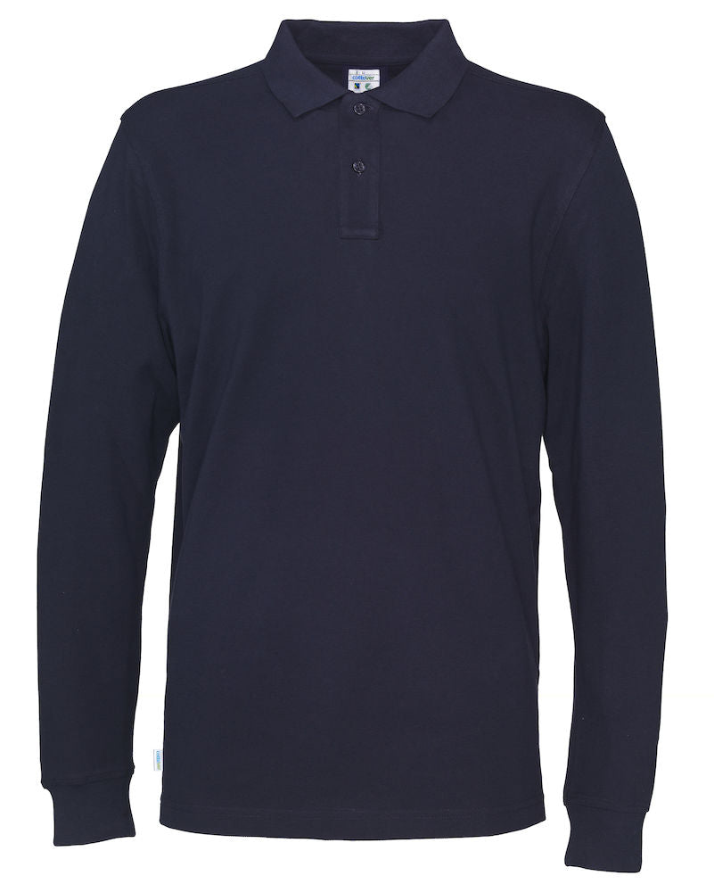 Cottover Mens Eco Long Sleeve Polo Shirt. Fairtrade Organic Cotton Pique Polo. 13 Colours S-4XL - Polo Shirt - Logo Free Clothing