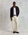 wax london men's Wayfarer - Navy Slub Cotton And Linen Cardigan