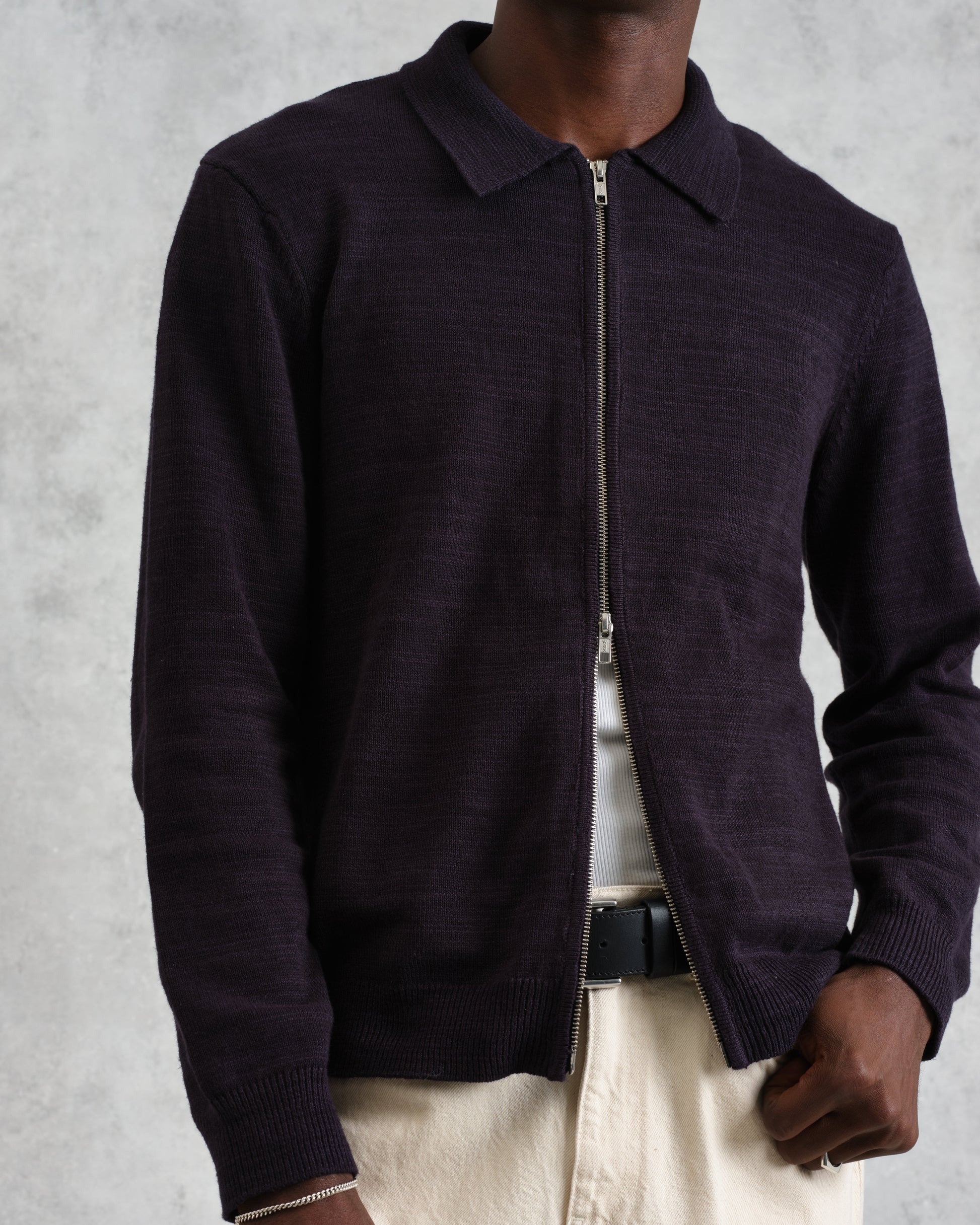 wax london men's Wayfarer - Navy Slub Cotton And Linen Cardigan