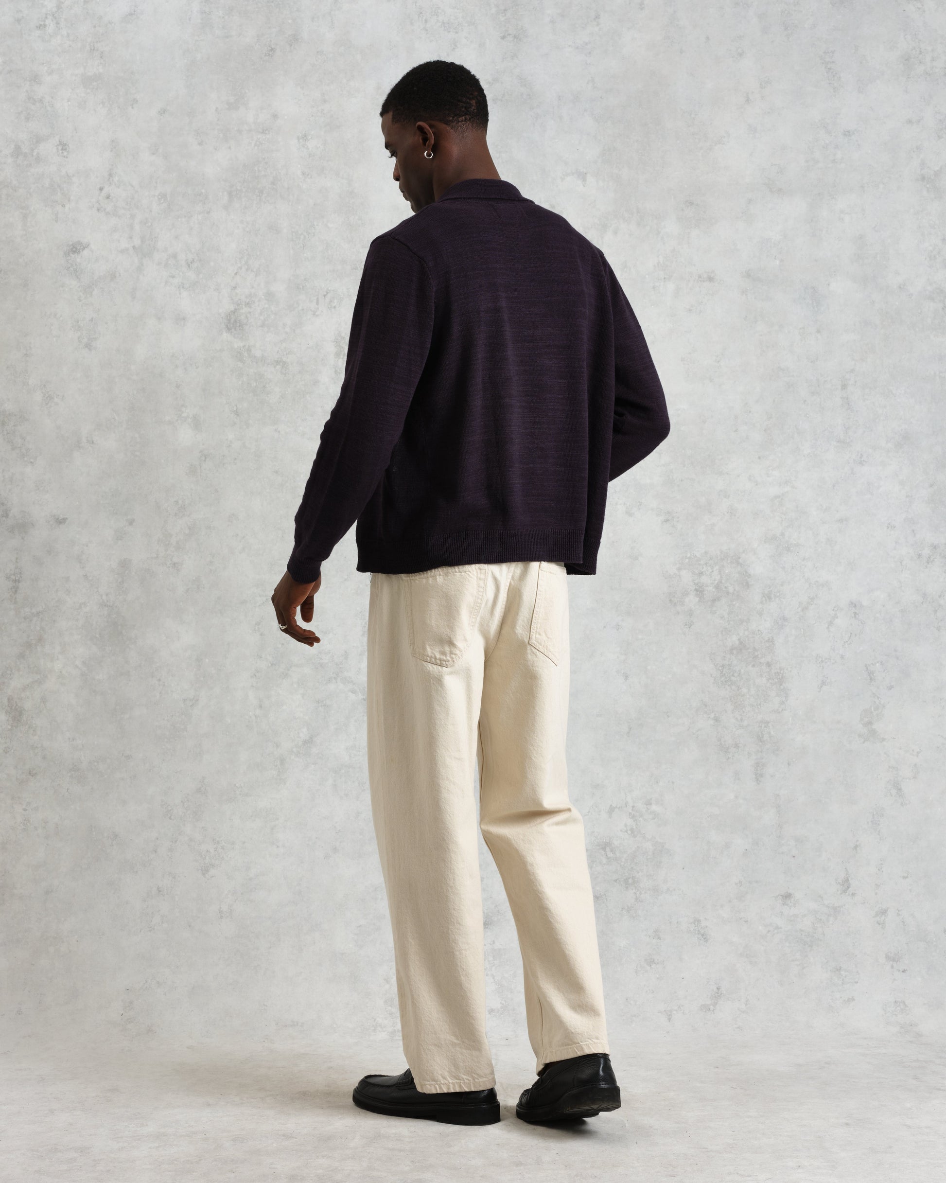 wax london men's Wayfarer - Navy Slub Cotton And Linen Cardigan