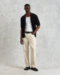 wax london men's Tellaro - Navy Honeycomb Knitted Cotton Polo Shirt