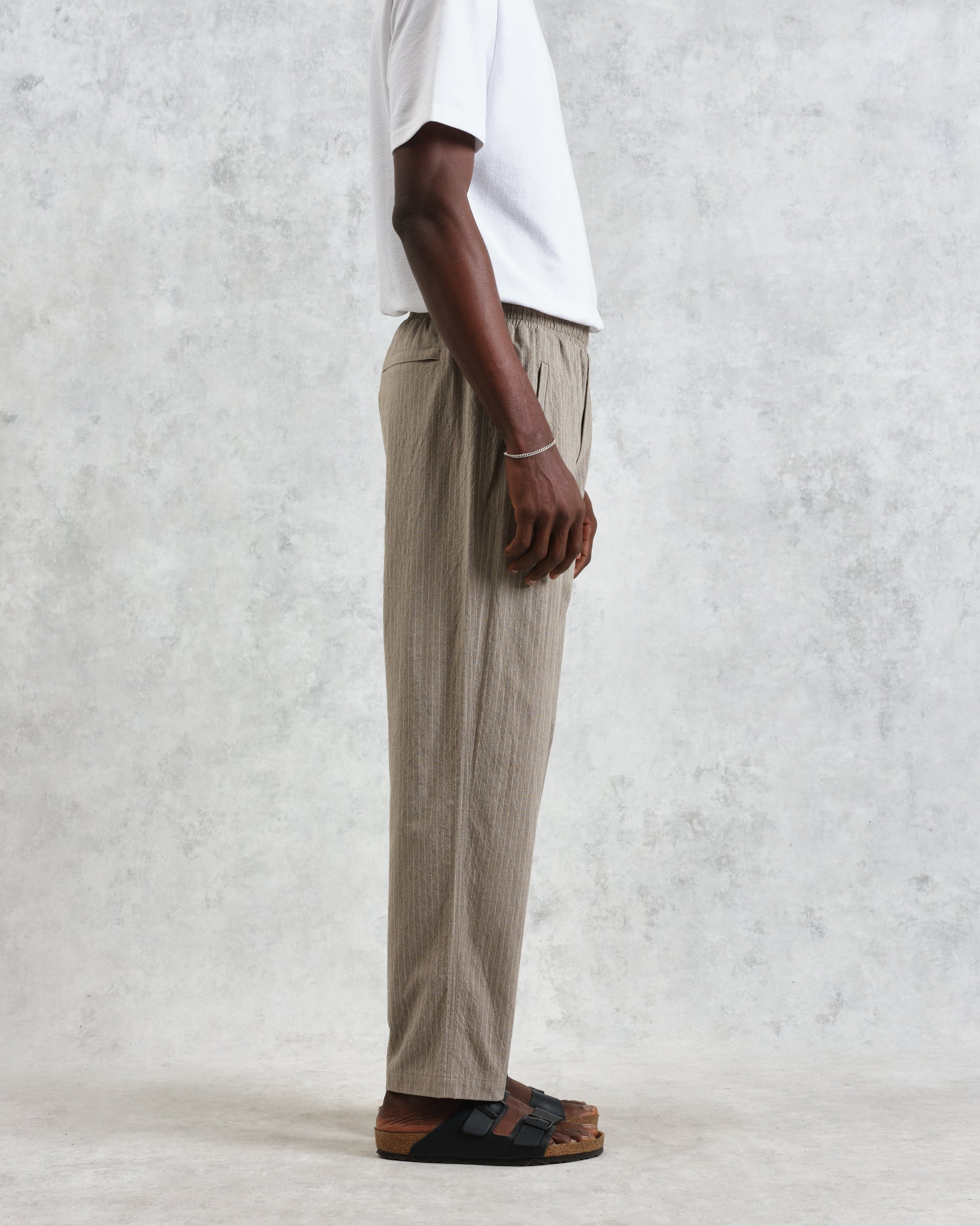 wax london men's Tyne - Natural Chalk Stripe Trousers