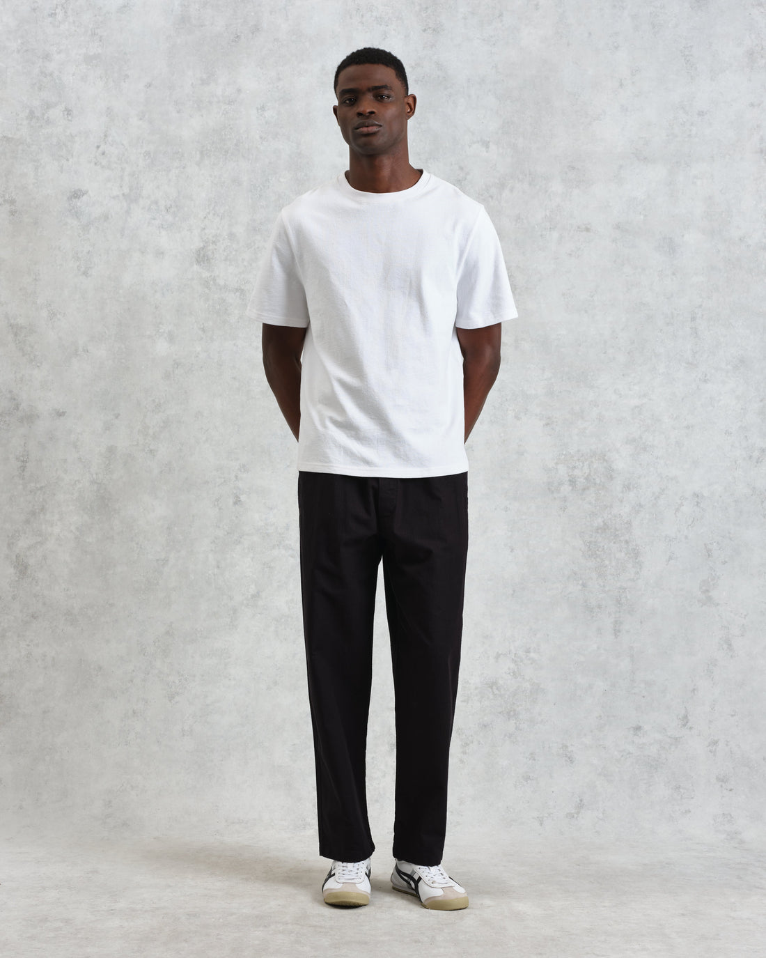 wax london men's Tyne - Black Linen Ripstop Trousers