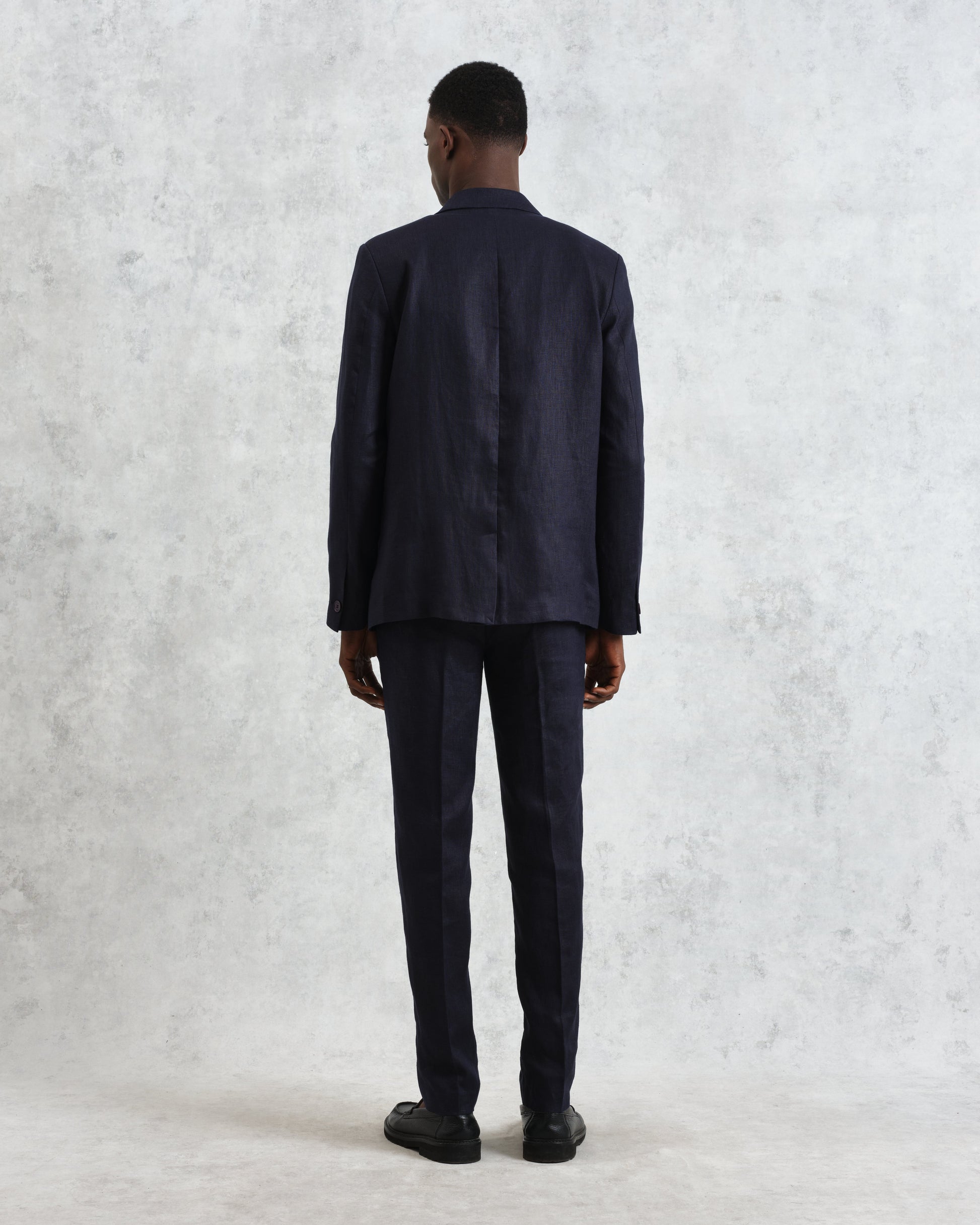 wax london men's Alp - Midnight Navy Linen Trousers