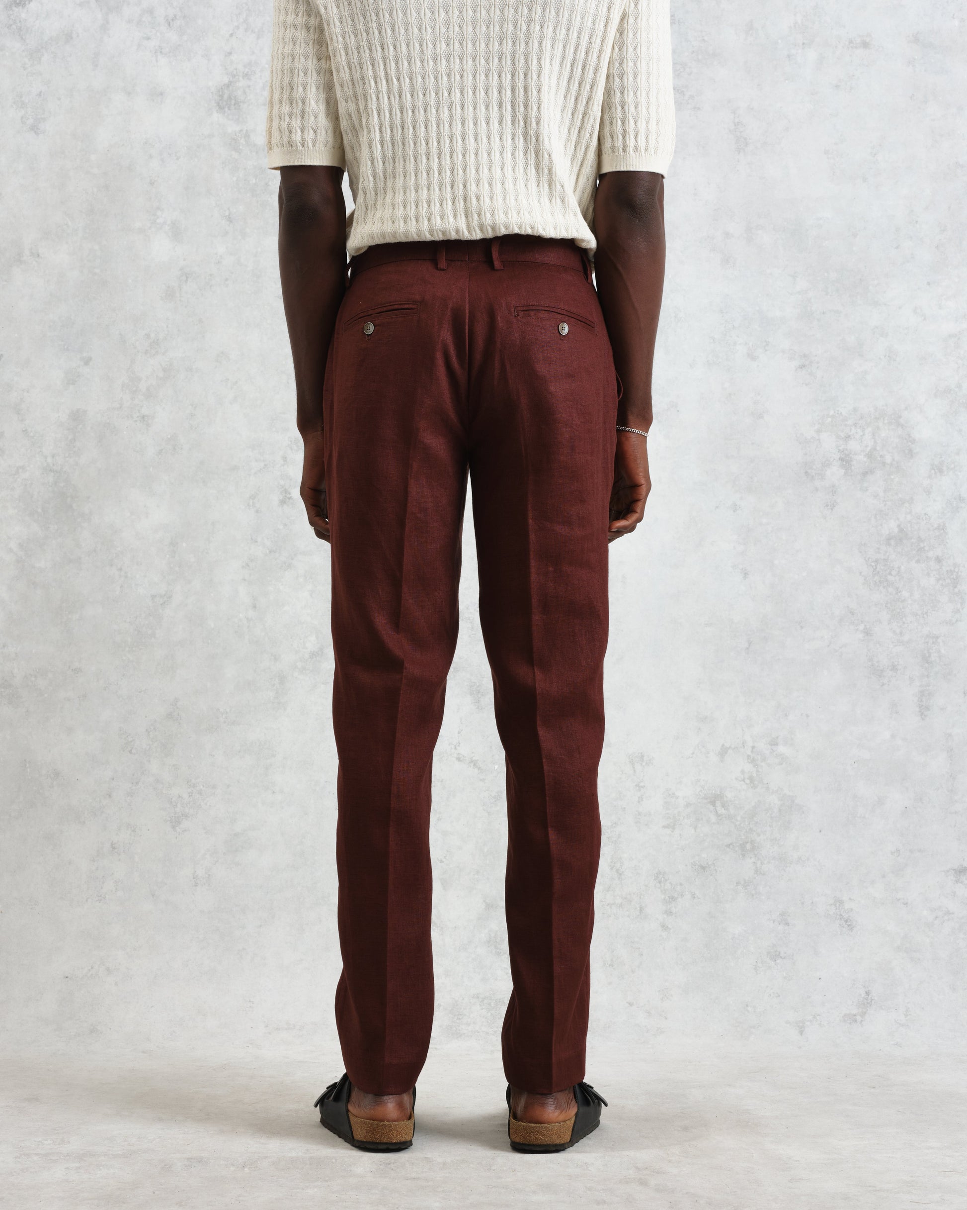 wax london men's Alp - Merlot Linen Trousers