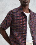 wax london men's Didcot - Navy And Multicolour Geometric Short-Sleeve Shirt