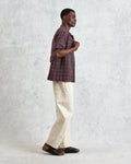 wax london men's Didcot - Navy And Multicolour Geometric Short-Sleeve Shirt