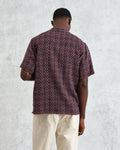 wax london men's Didcot - Navy And Multicolour Geometric Short-Sleeve Shirt