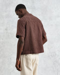 wax london men's Lido - Brown Dobby Cotton Weave Short-Sleeve Shirt