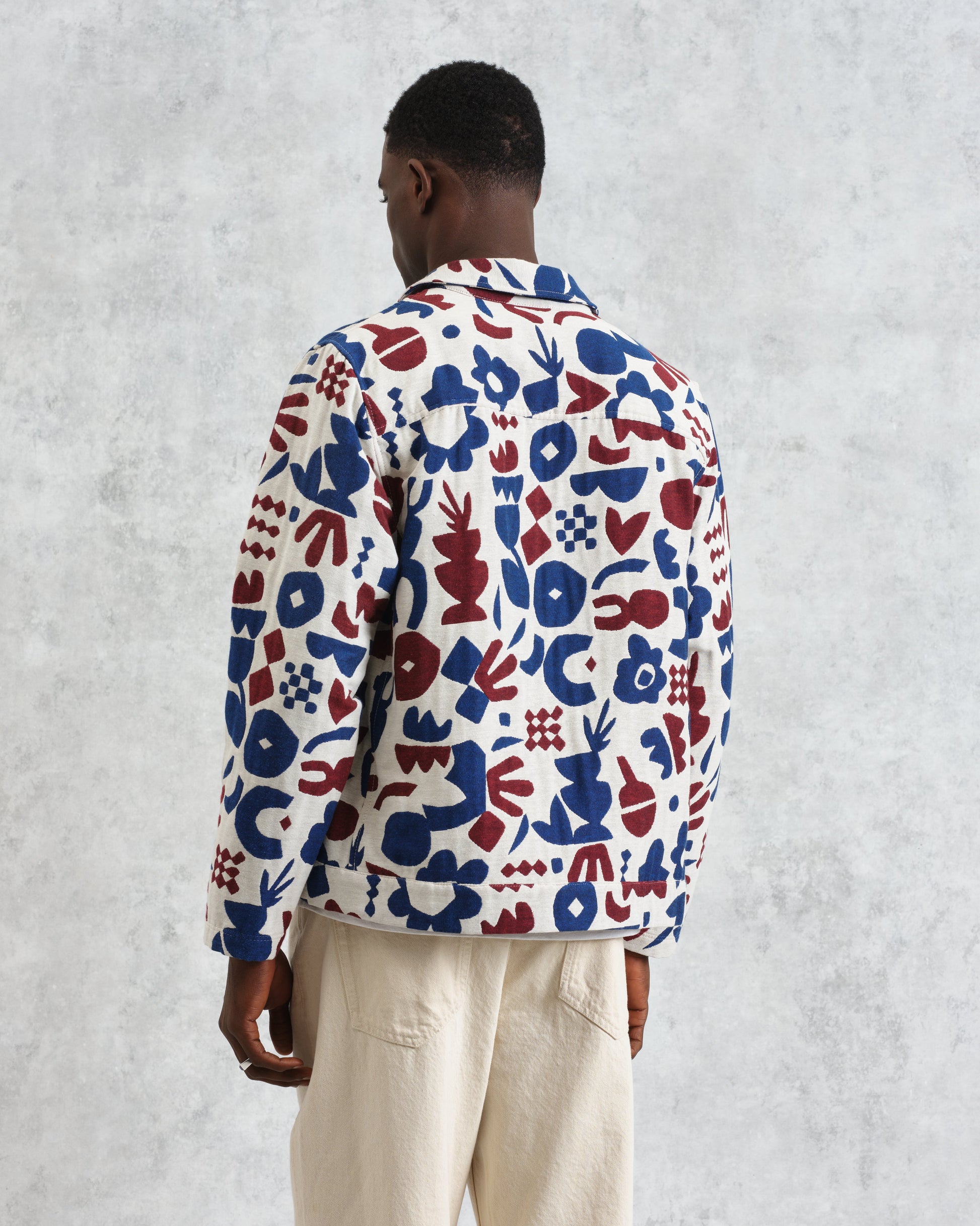 wax london men's Iggy - Red And Blue Spin Jacquard Jacket