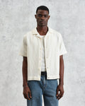 wax london men's Lido - Ecru Dobby Cotton Weave Short-Sleeve Shirt