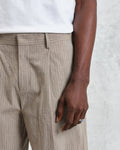 wax london men's Linton - Natural Chalk Stripe Shorts