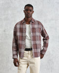 wax london men's Jaunt - Brown Check Linen Shirt