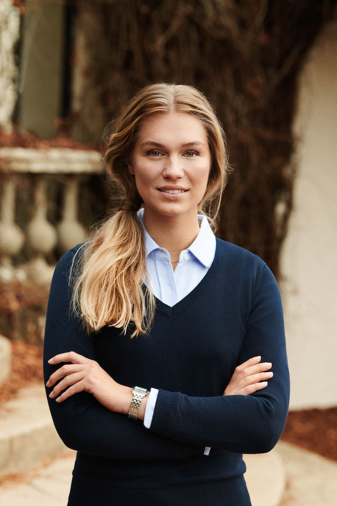 James Harvest Ashland Ladies Cotton Jumper | V-Neck Knitwear | Soft Touch | 5 Colours | XS-2XL - Knitwear - Logo Free Clothing