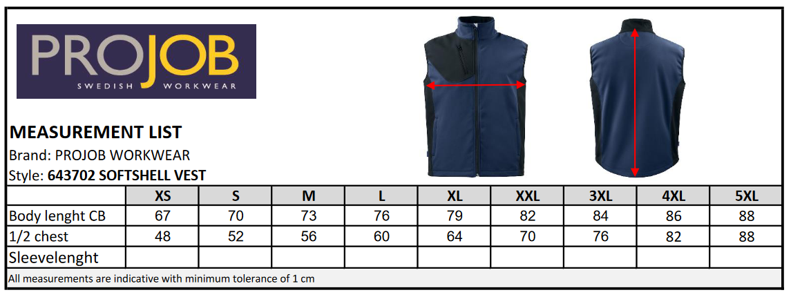 ProJob Mens Softshell Gilet | Zipped Body Warmer | 1000mm Waterproof | 6 Colours | XS-5XL - Gilet - Logo Free Clothing