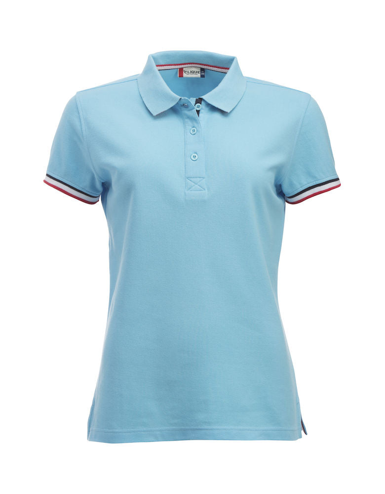Clique Newton Ladies Cotton Polo Shirt. Contrast Colour Collar. 6 Colours. S-XL. - Polo Shirt - Logo Free Clothing