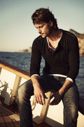 James Harvest Stoneton- Mens Organic Cotton Henley Top. Black or White. S-3XL - Tee Shirt - Logo Free Clothing