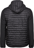 Tee Jays Mens Hooded Crossover Jacket | Showerproof Puffer | Softshell Panels | Black | S-3XL - Summer Jacket - Logo Free Clothing