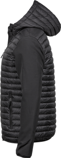 Tee Jays Mens Hooded Crossover Jacket | Showerproof Puffer | Softshell Panels | Black | S-3XL - Summer Jacket - Logo Free Clothing