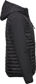 Tee Jays Mens Hooded Crossover Jacket | Showerproof Puffer | Softshell Panels | Black | S-3XL - Summer Jacket - Logo Free Clothing