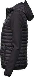 Tee Jays Ladies Hooded Crossover Jacket | Showerproof Puffer | Softshell Panels | Black | S-3XL - Summer Jacket - Logo Free Clothing