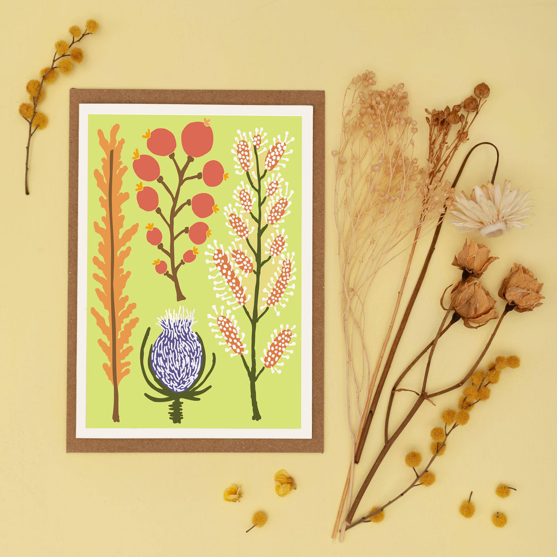 Yellow All Occasions Dried Flower Card