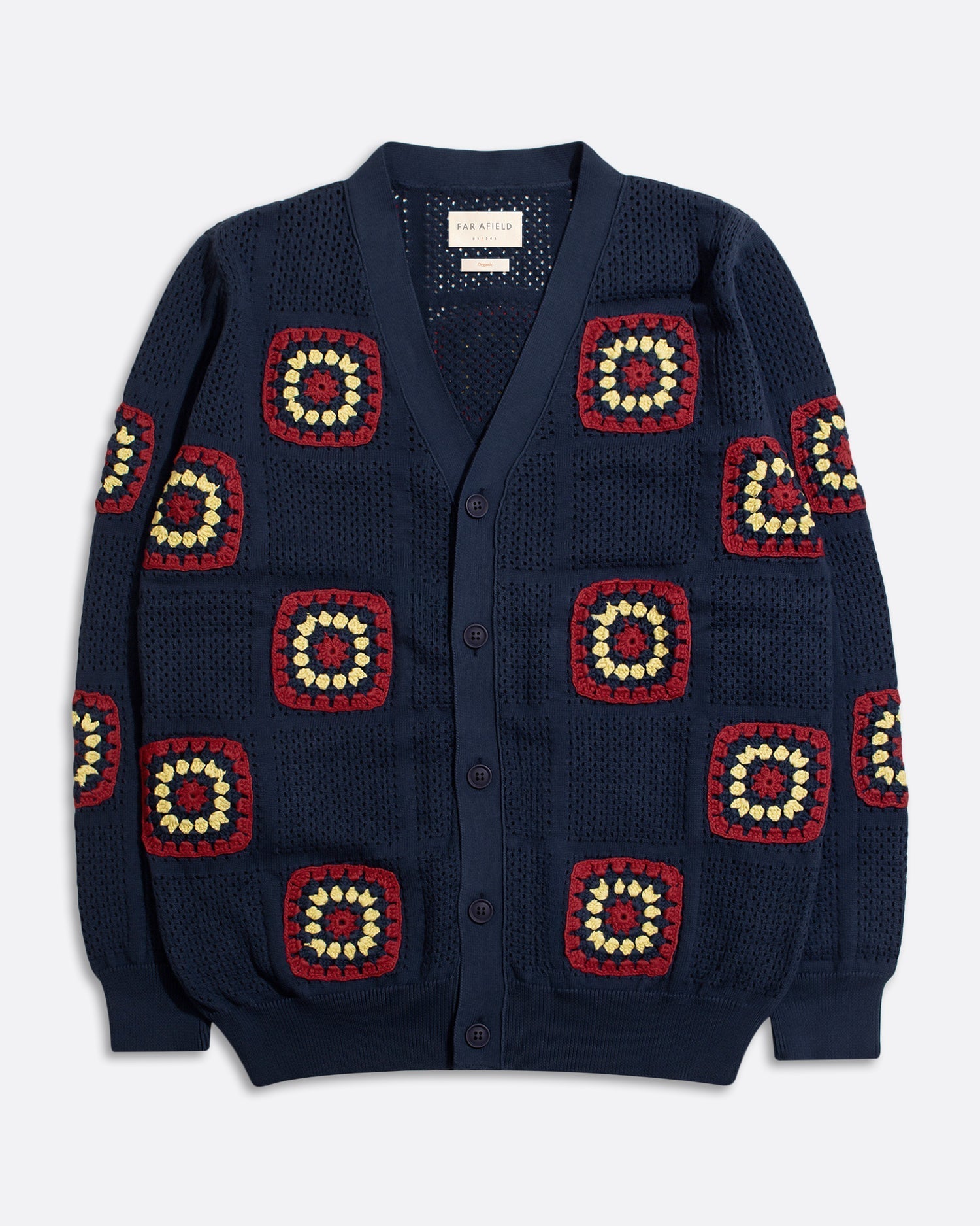 Navy Crochet Cardigan
